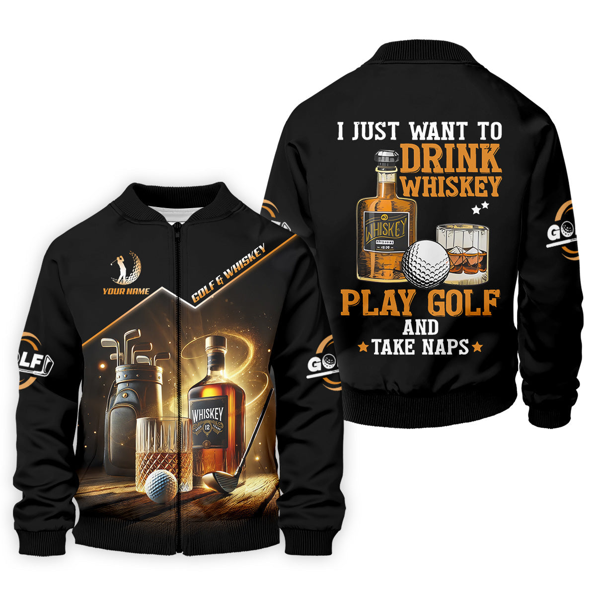 I Just Want To Drink Whiskey Play Golf And Take Naps Men's Funny Golf Shirts, Polo For Men