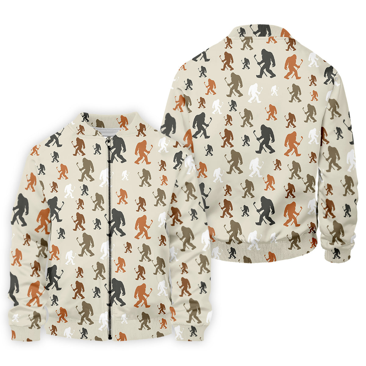 Bigfoot Silhouette Pattern Men's Funny Golf Shirts, Polo Shirtor Men, Cool Golf Gift