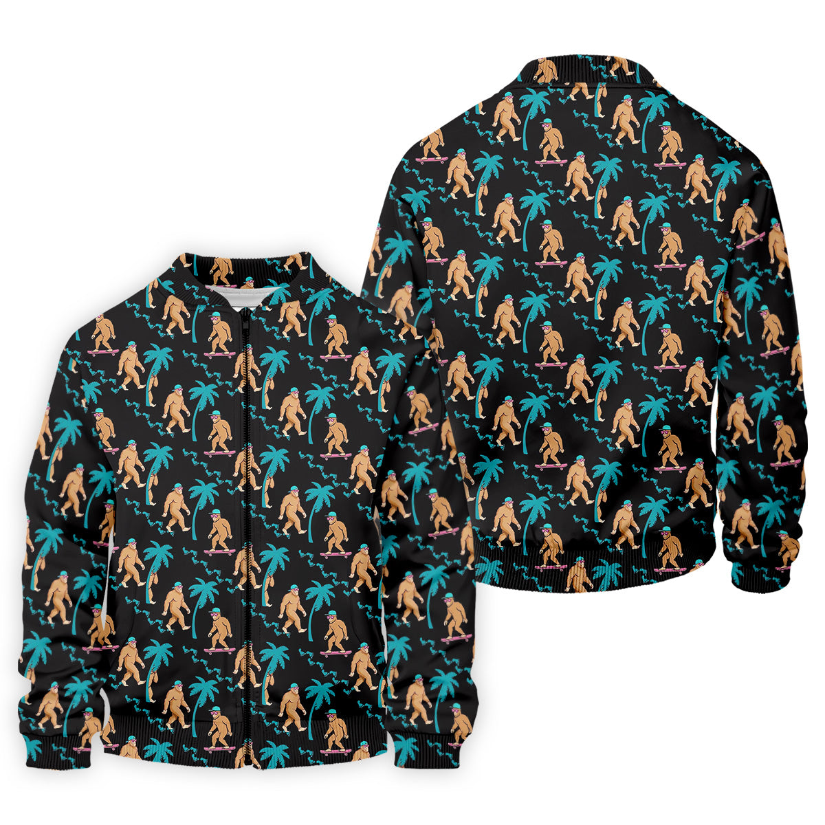 Funny Bigfoot Tropical Palm Golf Shirt, Golf Tops For Men, Hawaiian Golf Shirts, Polo ShirtFor Men