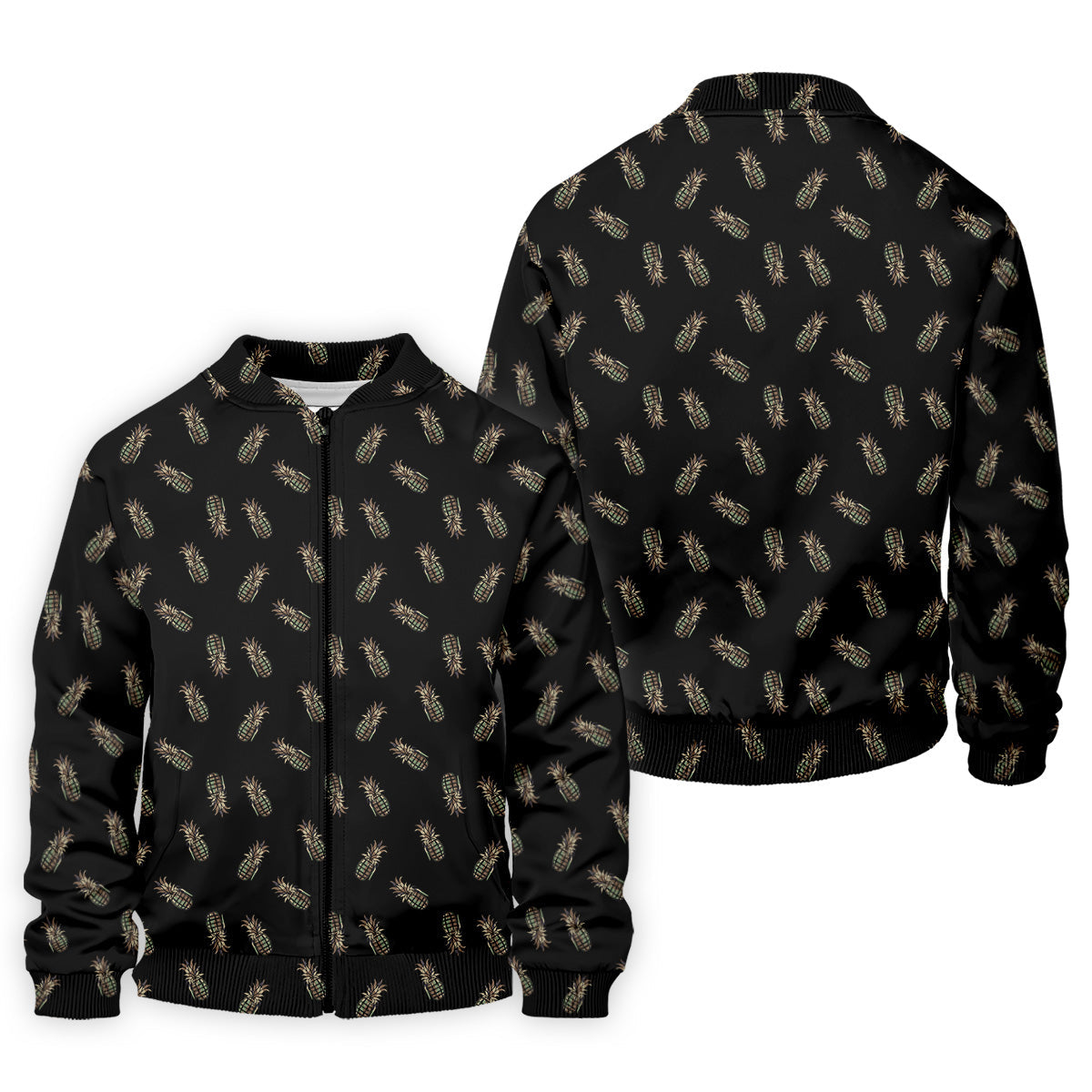 Pineapple Grenade Black Grey Golf Tops For Men, Men Polo, Golf Gift For Men, Golfing Apparel