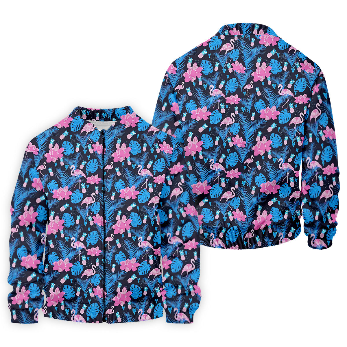 Flamingo Pink Pink And Blue Tropical Golf Shirts, Polo ShirtFor Men, Golf Gift For Men, Golfing Apparel
