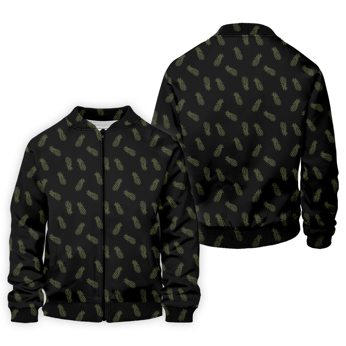 Pineapple Grenade Black Moss Green Golf Tops For Men, Men Polo, Golf Gift For Men
