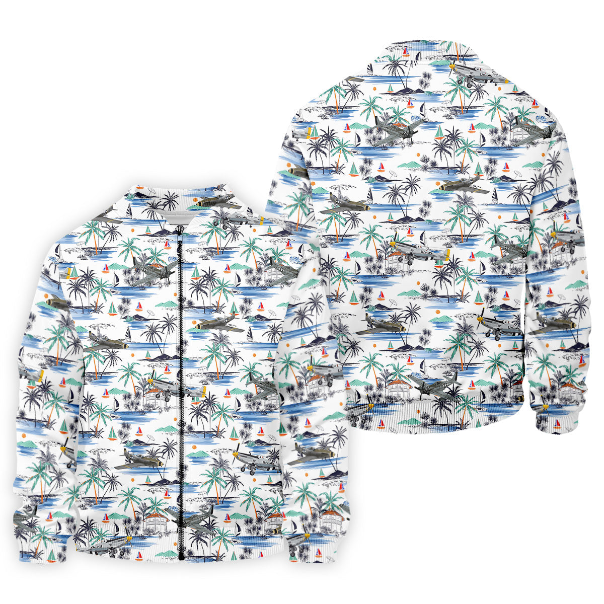 Light Blue Airplane Tropical Golf Shirts, Polo ShirtFor Men, Gifts For Golf Lovers, Golf Shirts For Men