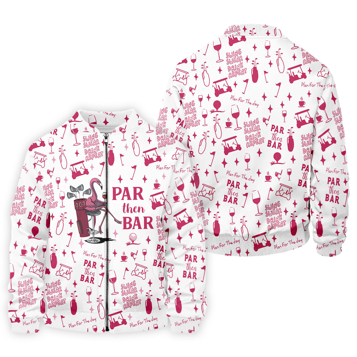 Swing Swear Drink Repeat Par Then Bar Flamingo Golf Shirt, Fun Men's Golf Polos, Polo ShirtFor Men