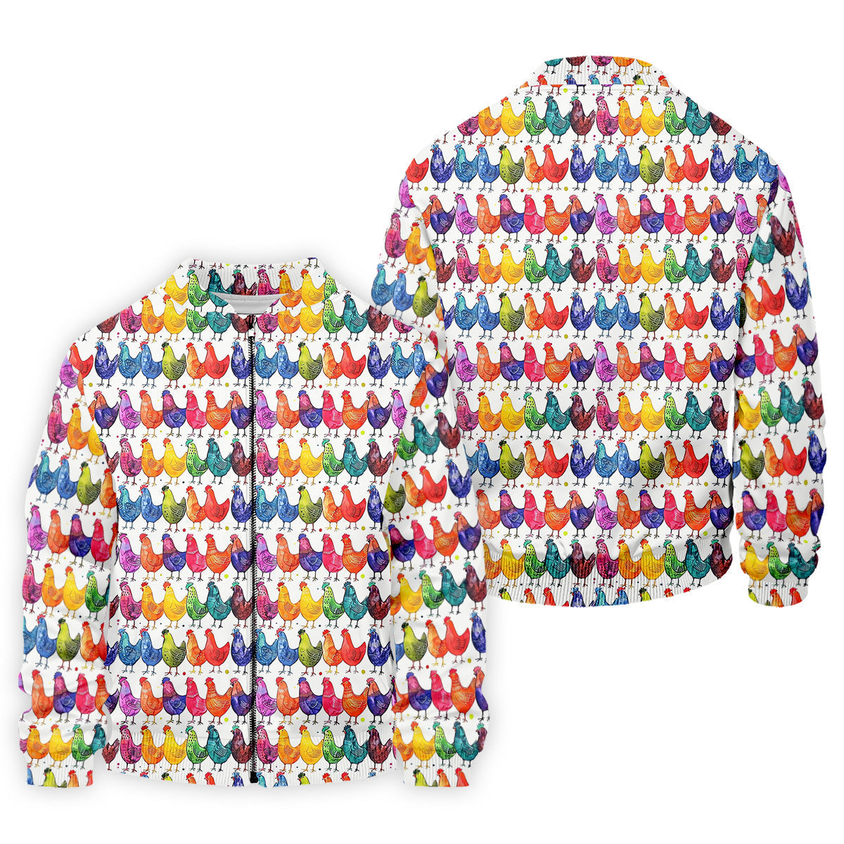Whimsical Chicken Colorful Golf Shirt, Cute Golf Outfit, Polo ShirtFor Men, Golfing Apparel