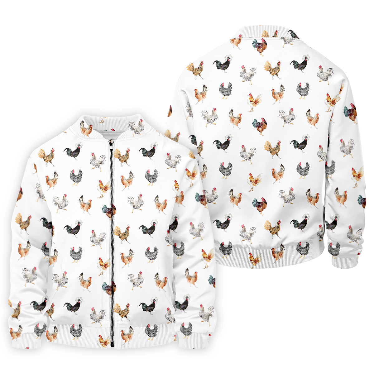 Prancing Chickens Men's White Golf Polo, Gift For Chicken Lover, Polo Shirtor Men, Golfing Apparel