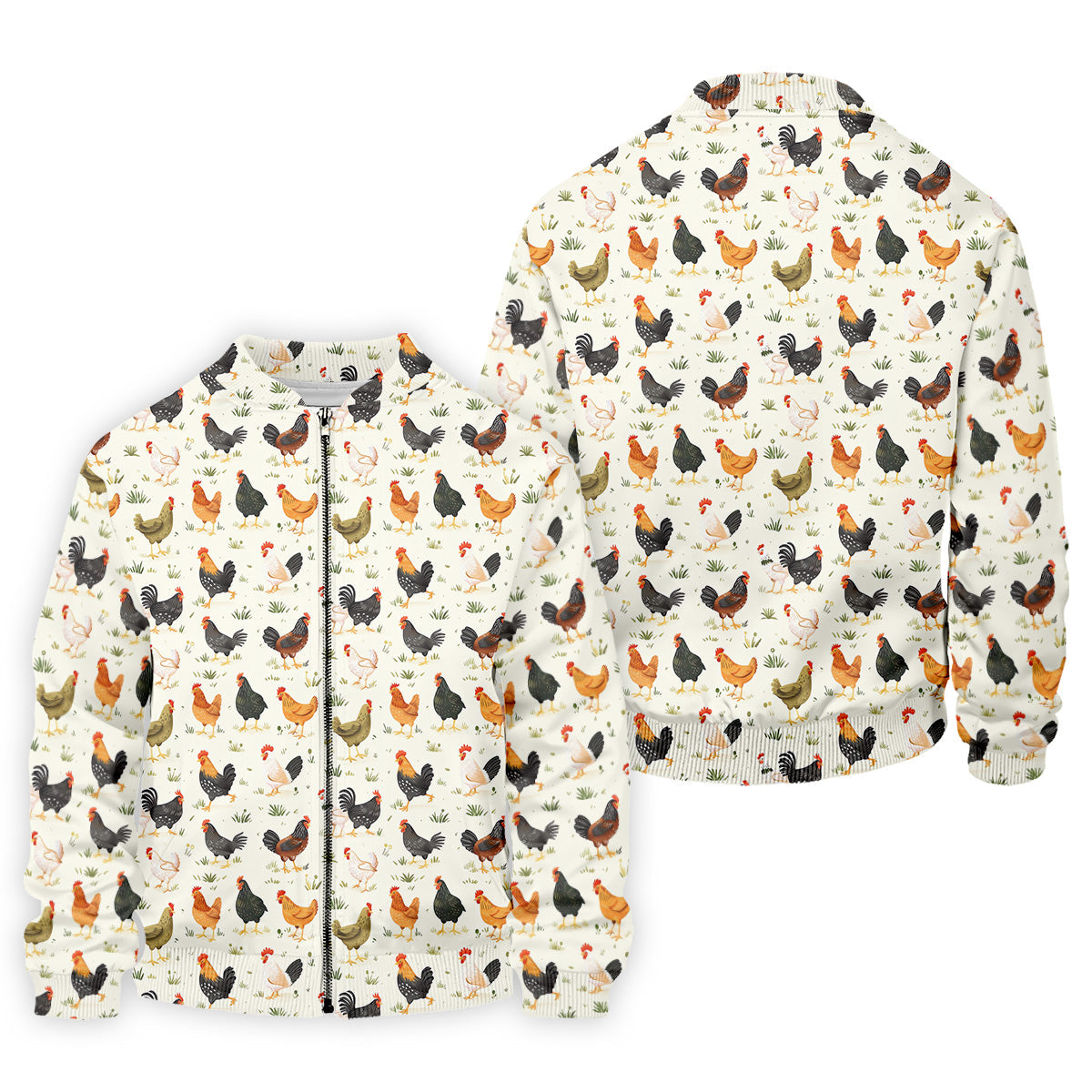 Chicken Rooster Beige Golf Tops For Men, Gift For Chicken Lover, Fun Golf Shirts For Men,Golfing Apparel