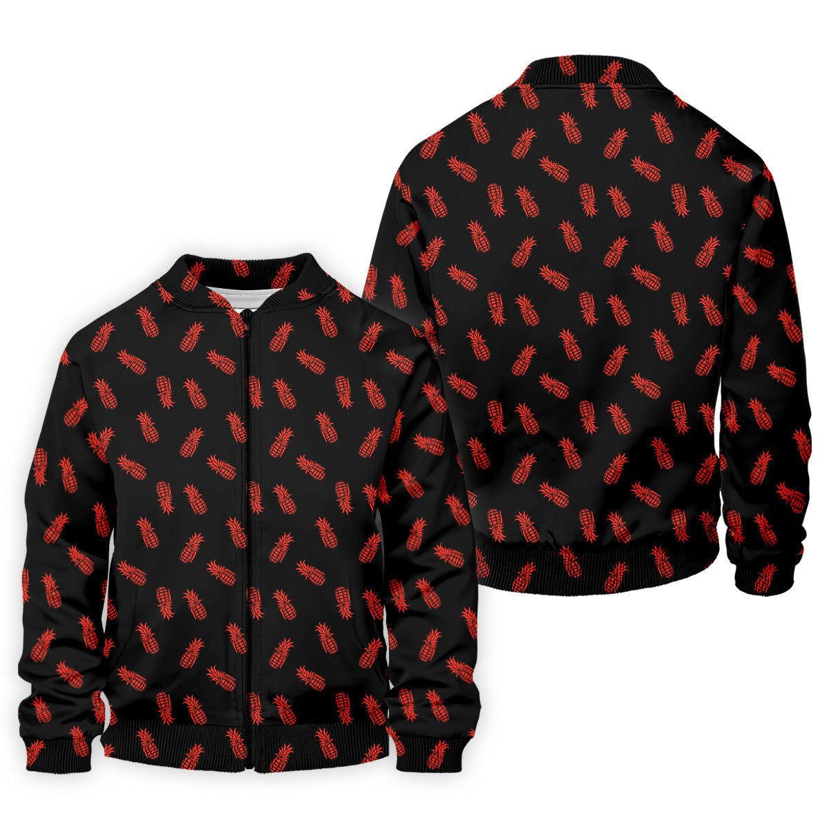 Pineapple Grenade Black And Red Golf Tops For Men, Men Polo, Golf Gift For Men