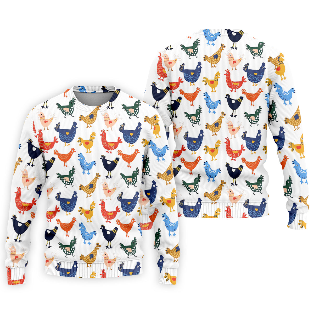 Colorful Animated Chickens White Polo Shirt, Fun Golf Shirts For Men, Gift For Chicken Lover