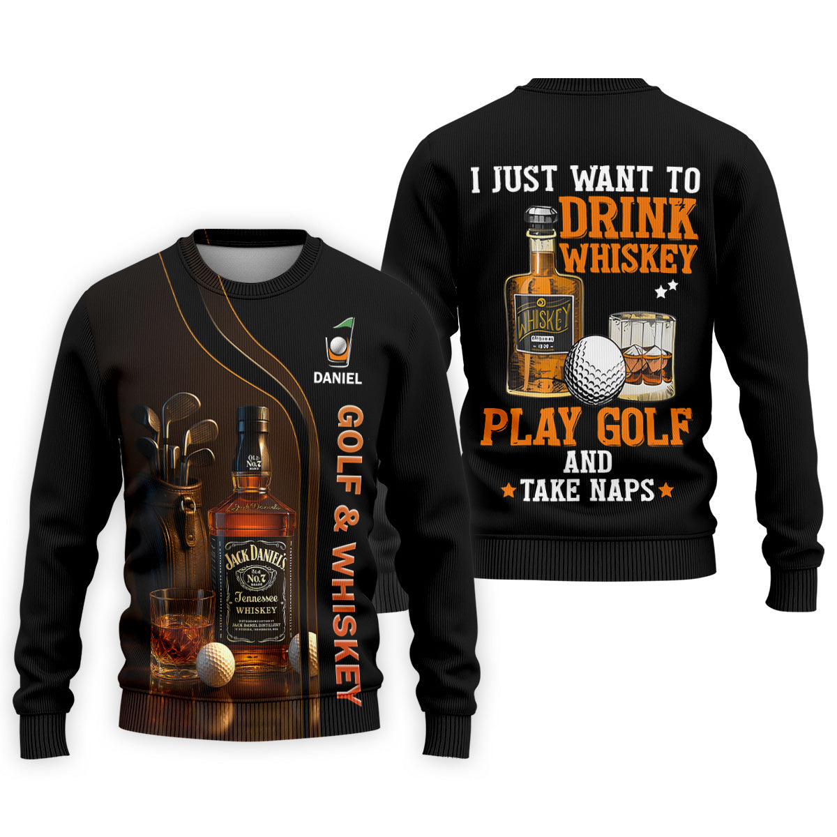 Golf And Whiskey Fun Golf Shirt, Men's Funny Golf Shirts, Unique Gift For Golfer, Golfing Apparel