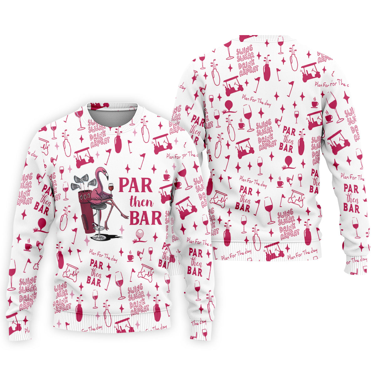 Swing Swear Drink Repeat Par Then Bar Flamingo Golf Shirt, Fun Men's Golf Polos, Polo ShirtFor Men
