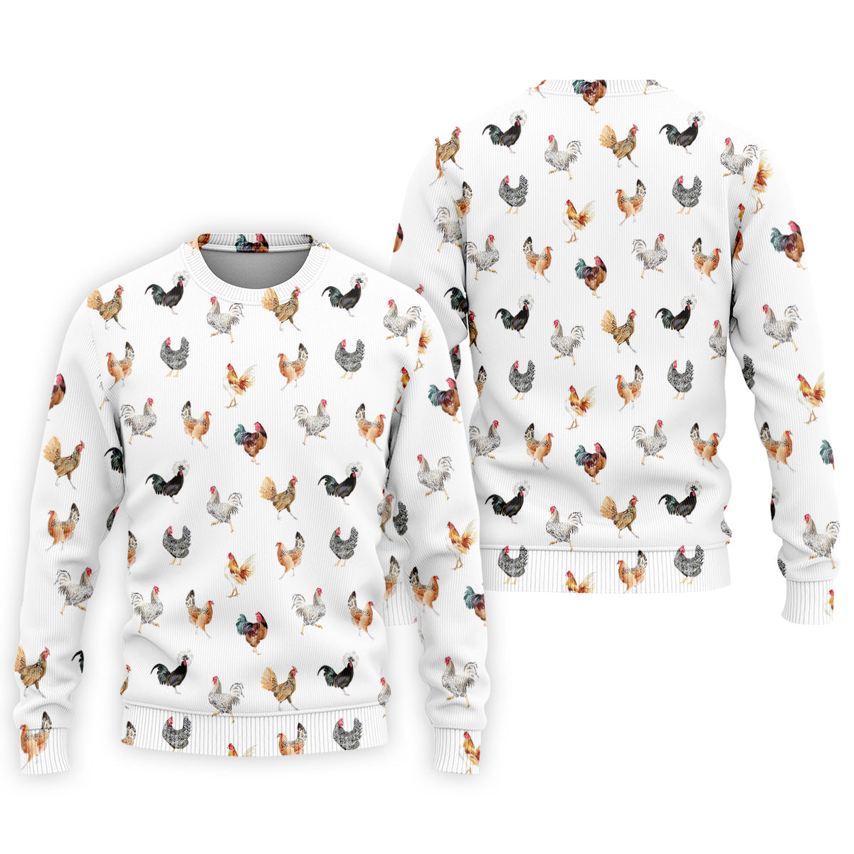 Prancing Chickens Men's White Golf Polo, Gift For Chicken Lover, Polo Shirtor Men, Golfing Apparel