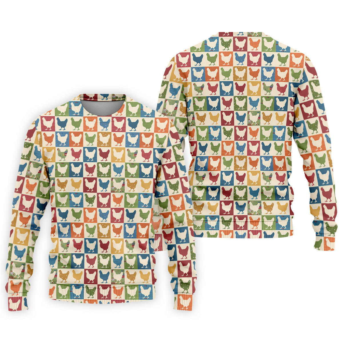 Chicken Rooster Colorful Checkered Golf Tops For Men, Gift For Chicken Lover, Golfing Apparel