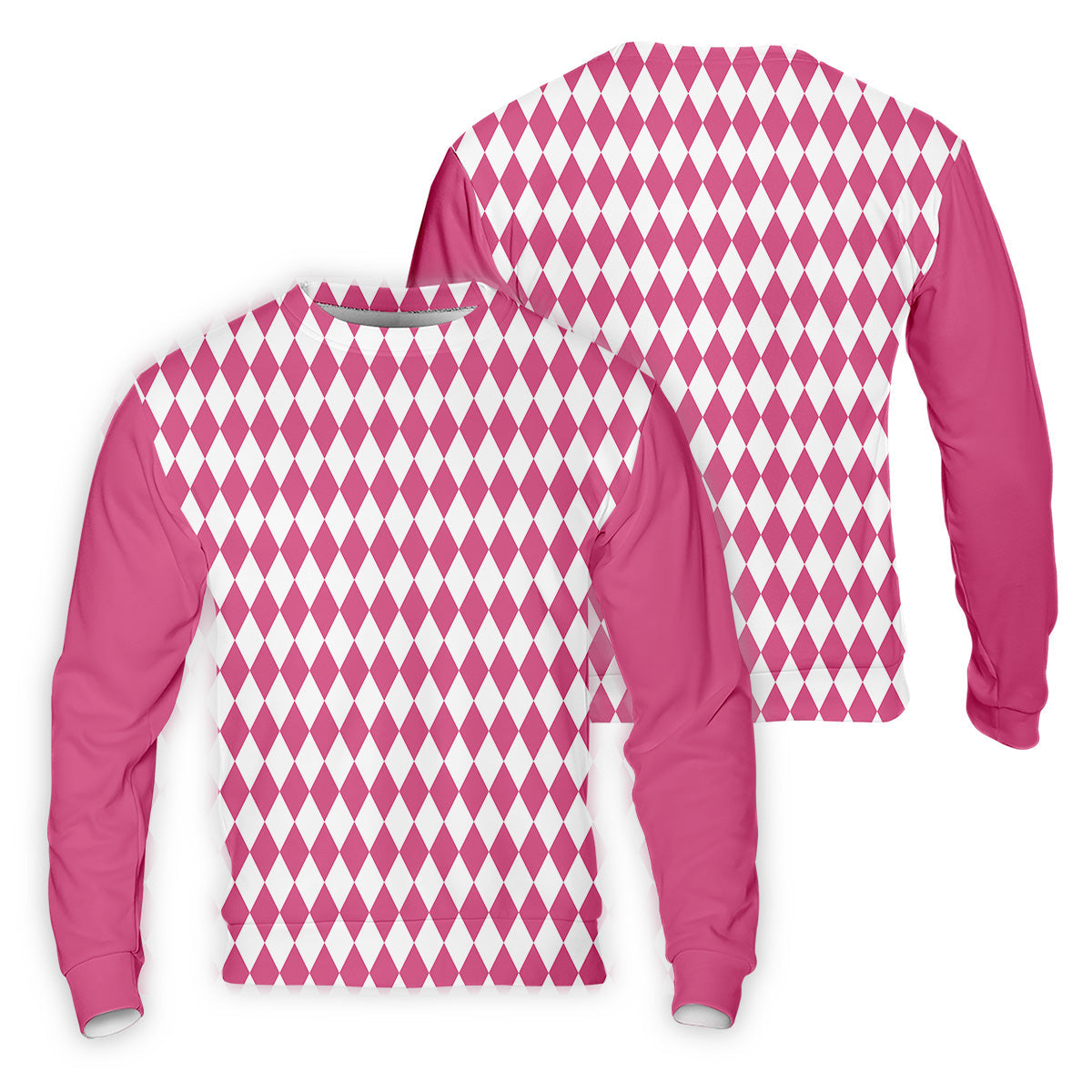 White And Pink Argyle Pattern Men Polo, Polo ShirtFor Men, Golf Gift For Men, Golfing Apparel