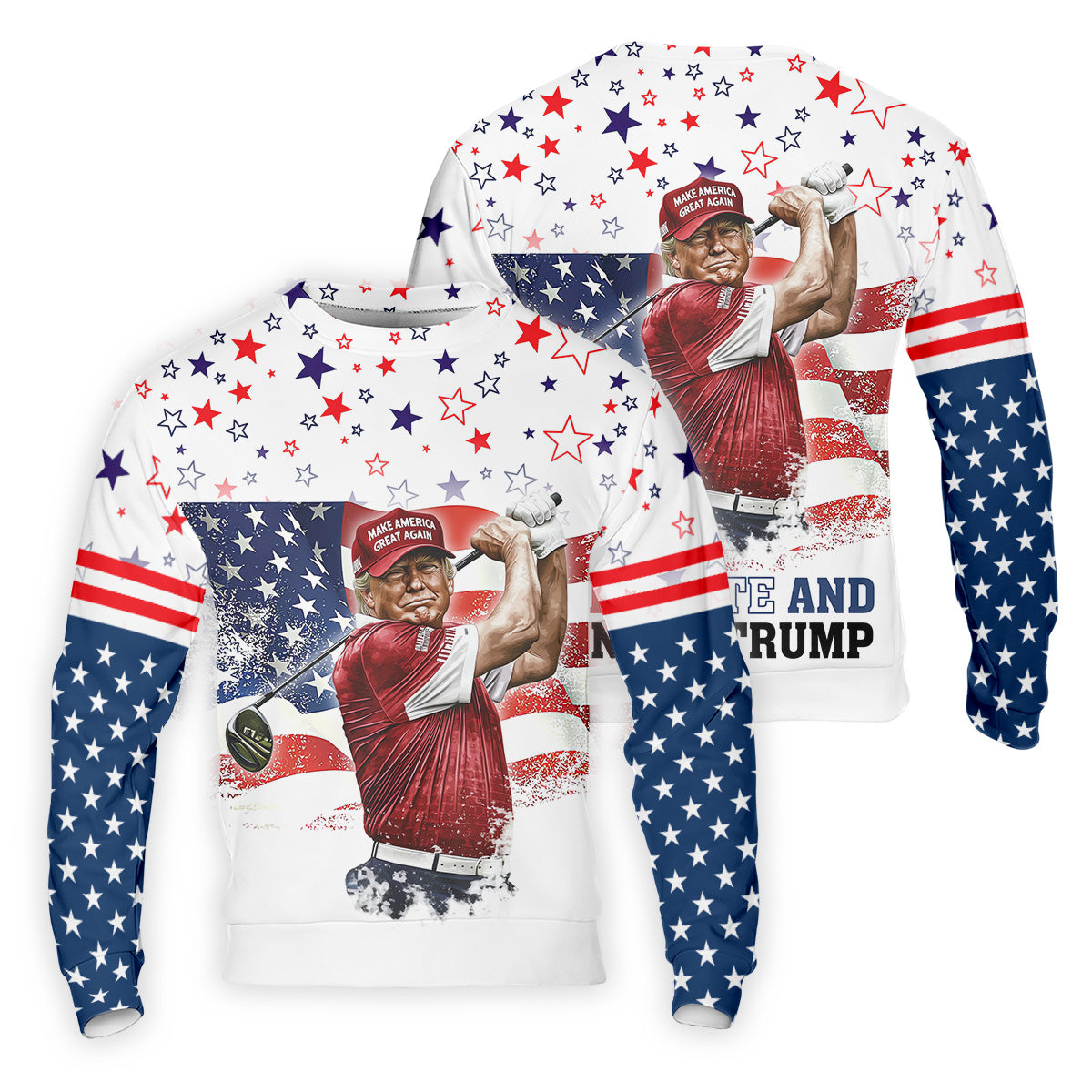 Red White And Donald Trump Men's Patriotic Golf Shirts, Polo ShirtFor Men, Golfing Apparel