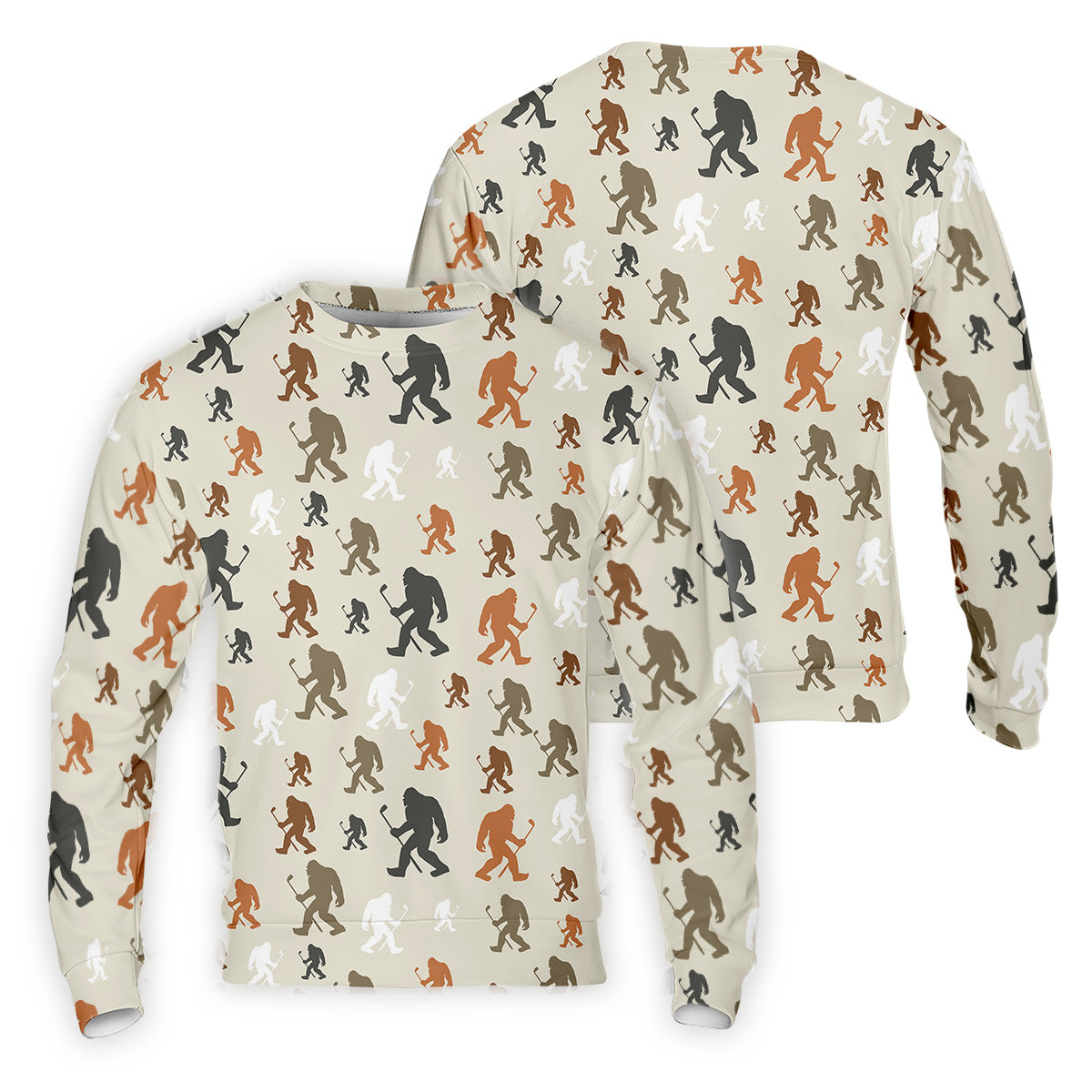 Bigfoot Silhouette Pattern Men's Funny Golf Shirts, Polo Shirtor Men, Cool Golf Gift