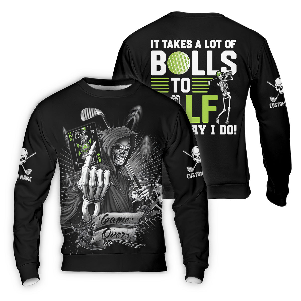 It Takes a Lot of Balls to Golf the Way I Do Funny Skeleton Golf Tops For Men, Men Black Polo, Golfing Apparel