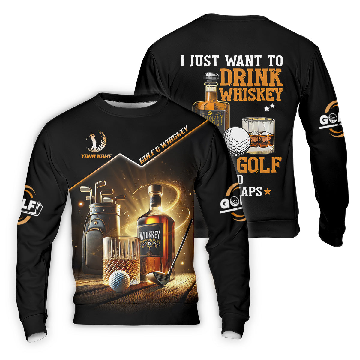 I Just Want To Drink Whiskey Play Golf And Take Naps Men's Funny Golf Shirts, Polo For Men