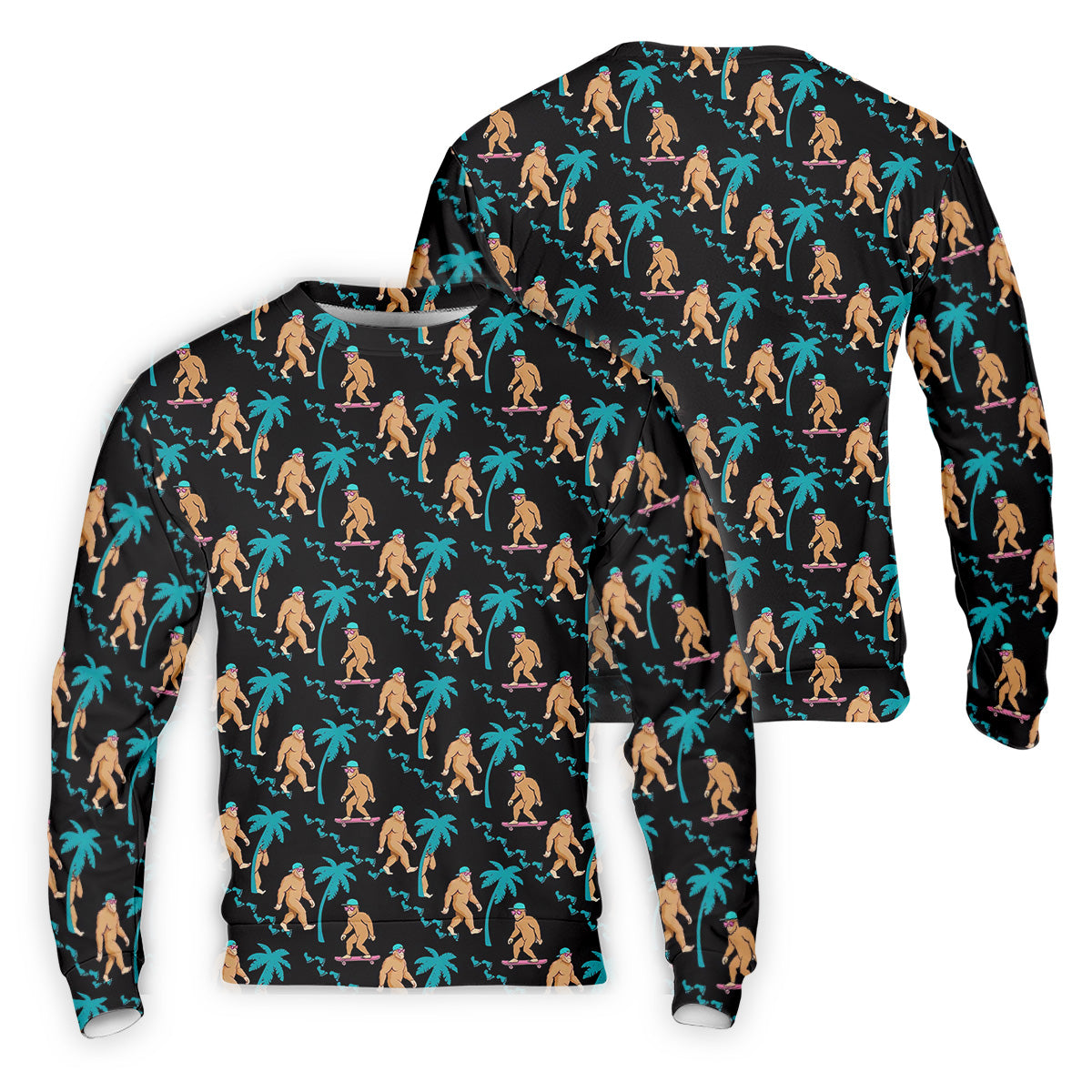 Funny Bigfoot Tropical Palm Golf Shirt, Golf Tops For Men, Hawaiian Golf Shirts, Polo ShirtFor Men