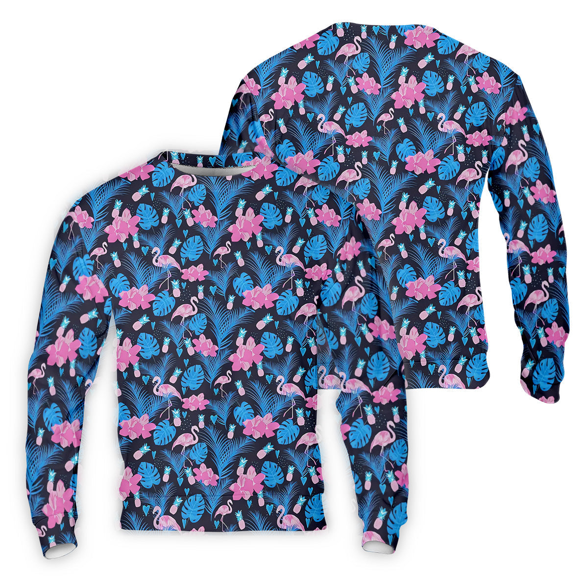 Flamingo Pink Pink And Blue Tropical Golf Shirts, Polo ShirtFor Men, Golf Gift For Men, Golfing Apparel