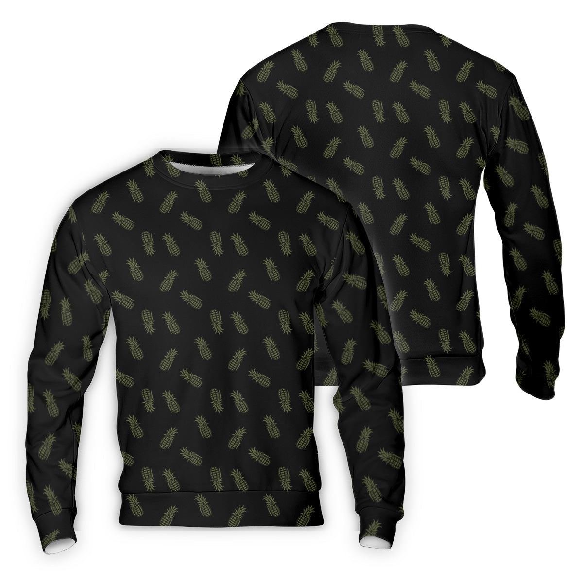 Pineapple Grenade Black Moss Green Golf Tops For Men, Men Polo, Golf Gift For Men