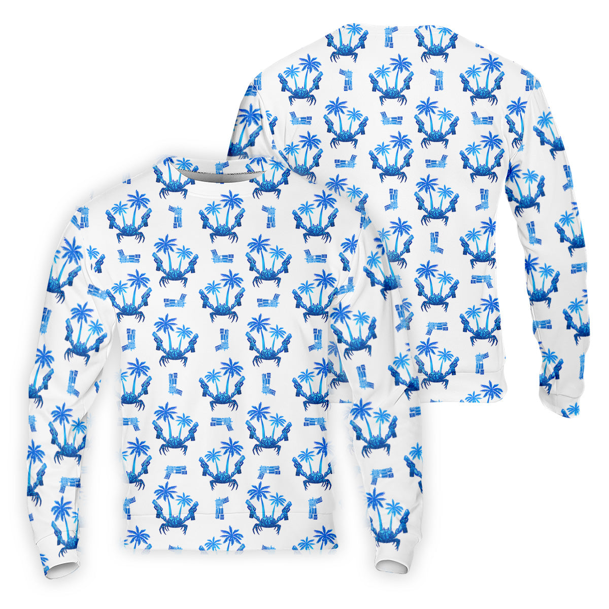 The Blue Crab Tropical Golf Shirts, Golf Gift For Men, Golf Shirts For Men, Golfing Apparel