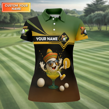 Cinco de Mayo Golf Shirt, Sombrero And Margarita Fun Womens Golf Shirts, Ladies Golf Polos, Cool Golf Gift