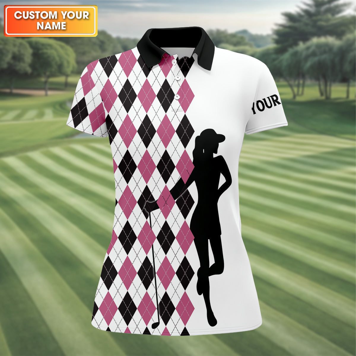 I Was One Under Today Pink Black Argyle Fun Womens Golf Shirts, Ladies Golf Tops, Unique Gift For Golfer