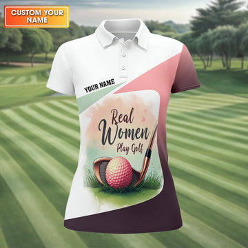 Real Women Play Golf Women Golf Top, Ladies Sleeveless Polo, Cool Golf Gift, Golfing Apparel