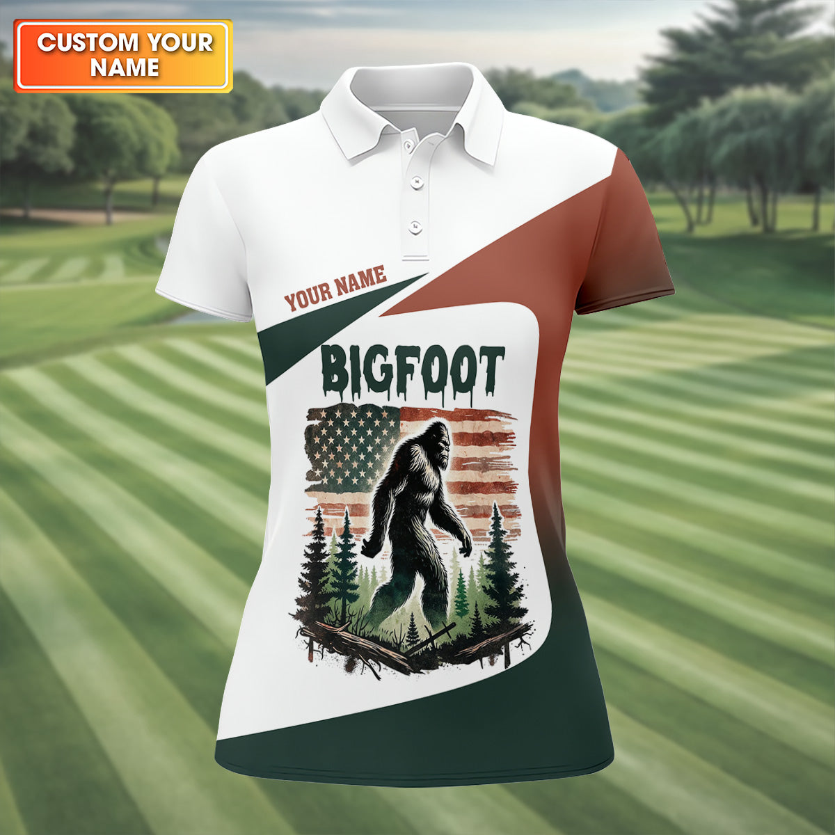 Not All Who Wander Are Lost Bigfoot Golf Shirt, Ladies Patriotic Golf Shirts, Women's Golf Tops