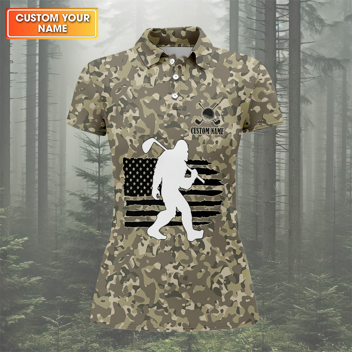 Not All Who Wander Are Lost Bigfoot Patriotic Golf Shirt, Camo Polo ShirtLadies Golf Shirts