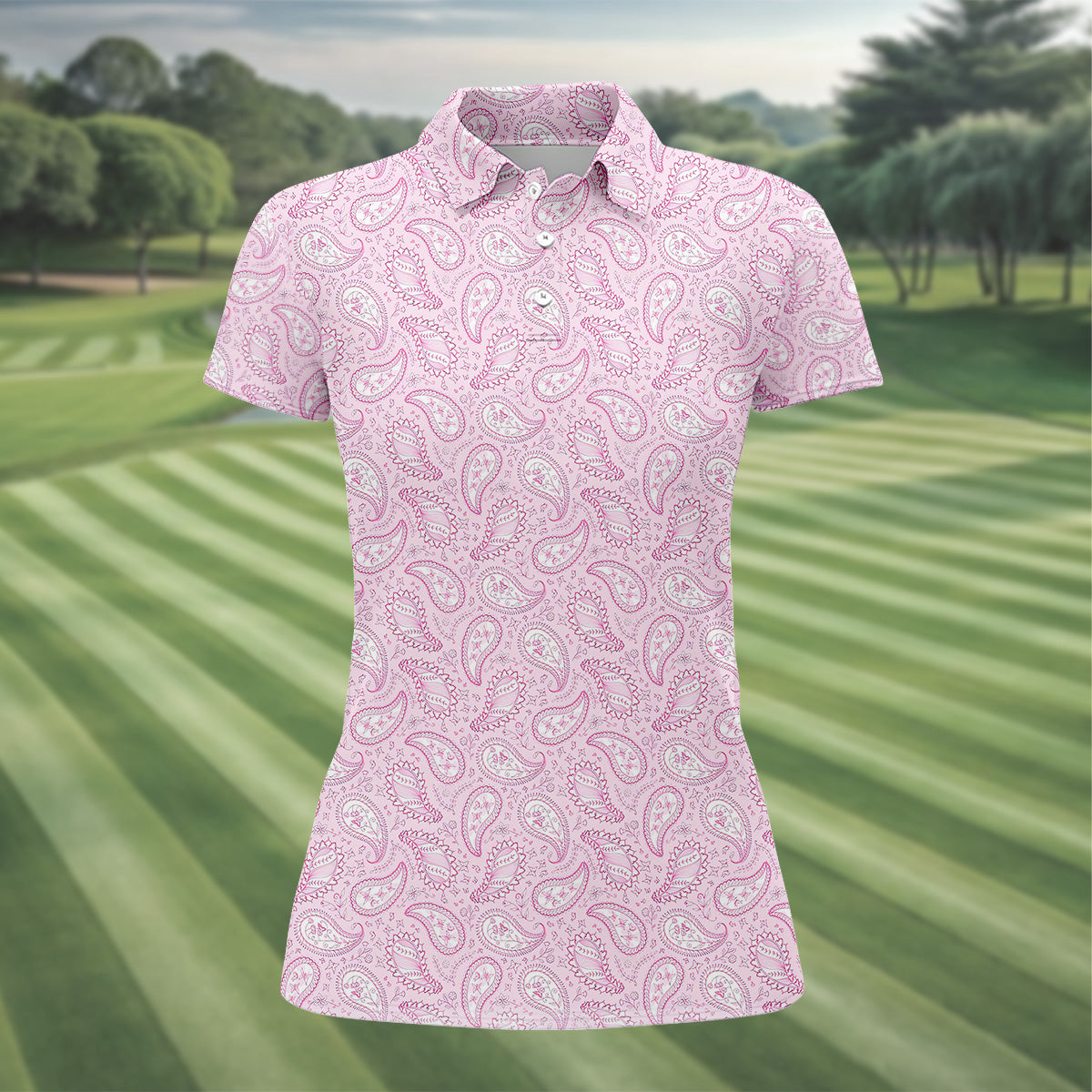 Cashew Flower Seamless Pattern Women Golf Top, Golf Shirt For Women, Ladies Golf Polos