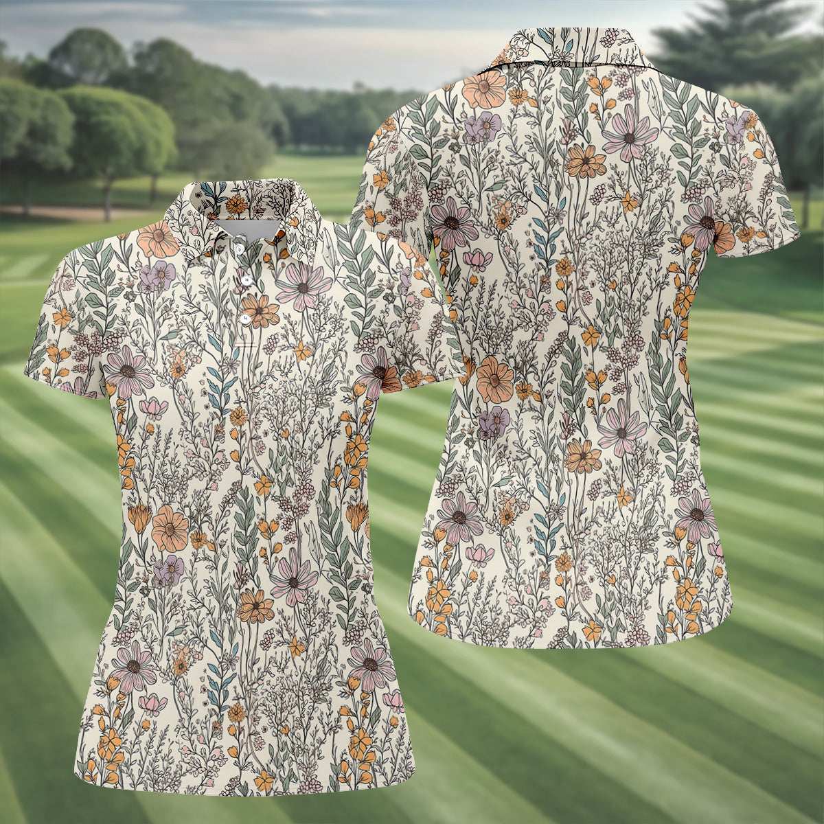 Foliage Floral Women Golf Top, Gifts For Golf Lovers, Golf Gifts For Women, Ladies Golf Shirts