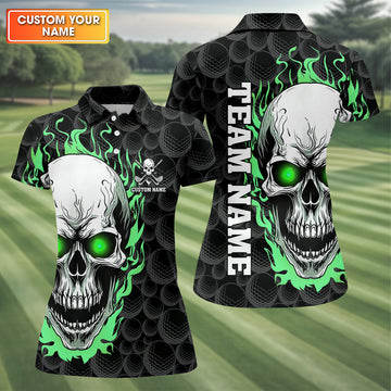 Skull Neon Golf Team Shirt, Custom Golf Polos, Womens Golf Tops, Ladies Golf Polos, Cool Golf Gift
