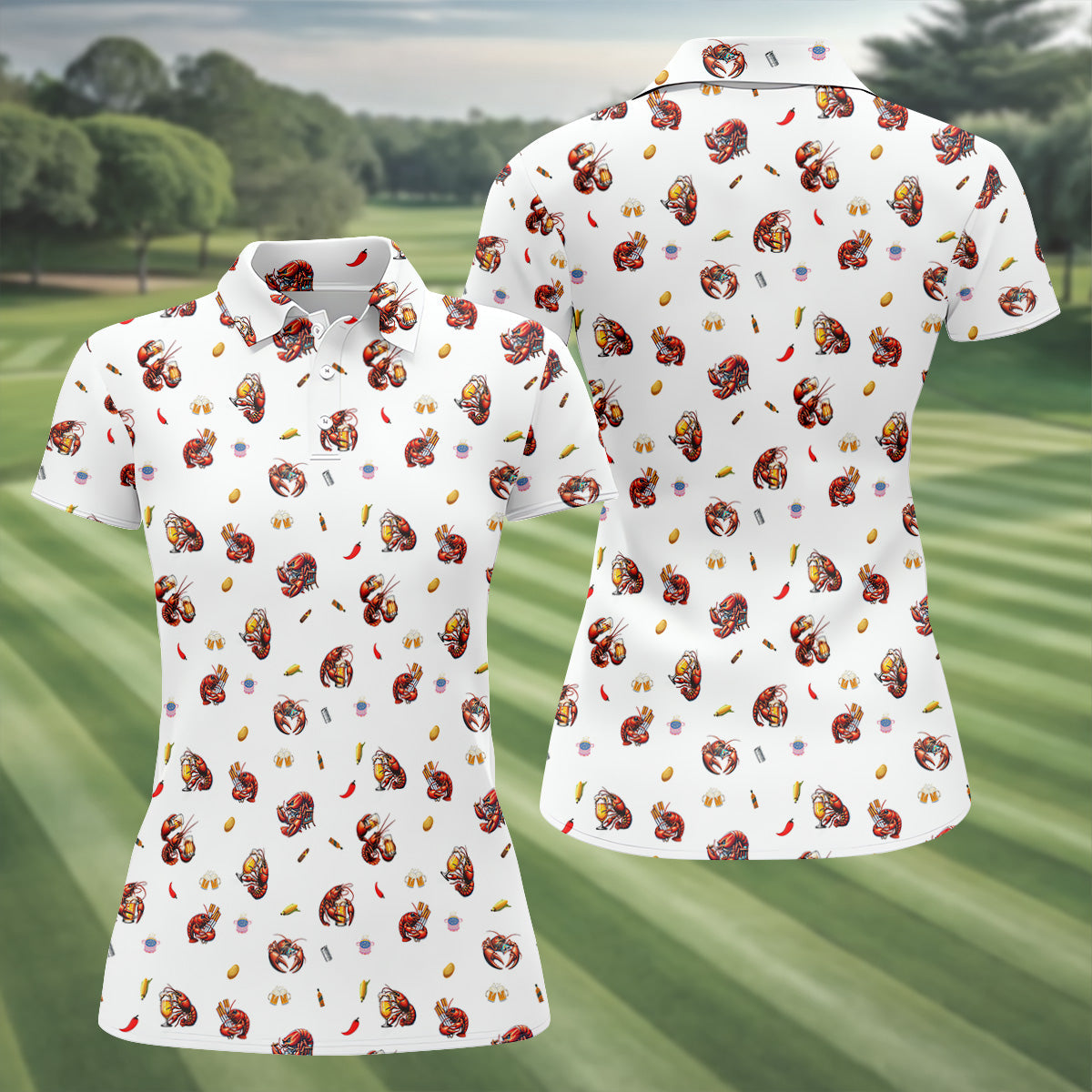 Lobster And Beer Golf Polo ShirtFun Women's Golf Shirts, Ladies Golf Polos, Golfing Apparel
