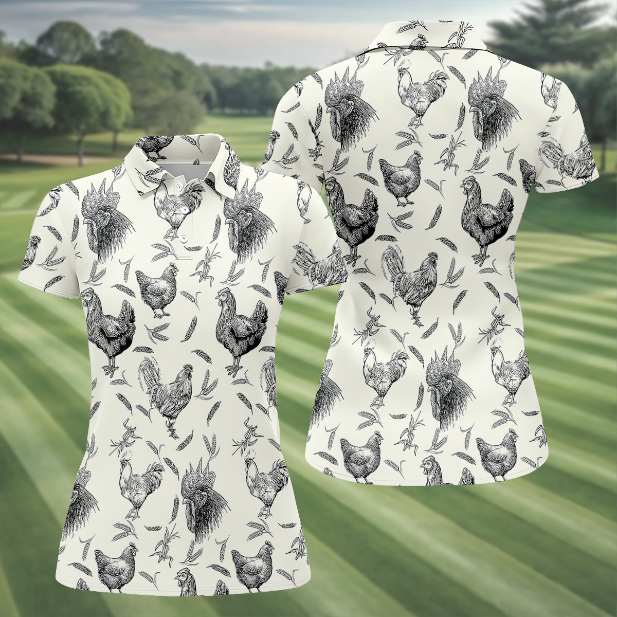 Chicken Rooster Women Golf Top, Gift For Chicken Lover, Ladies Golf Shirts, Women's Polo Shirt