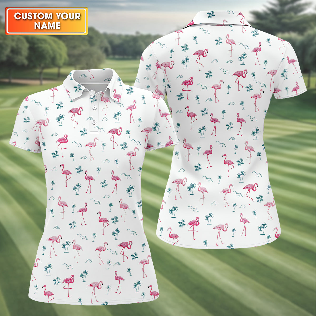 Flamingo Tropical Summer Polo Shirt White Polo Women, Ladies Sleeveless Tops