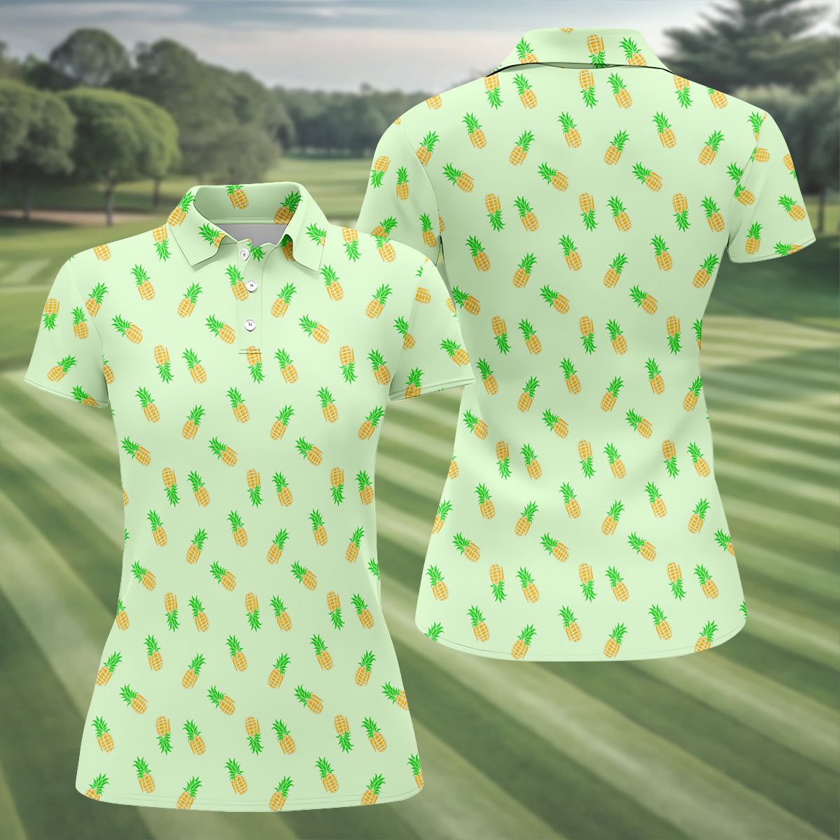 Pineapple Grenade Light Green Women Golf Top, Cool Golf Gift, Ladies Golf Shirts, Golfing Apparel