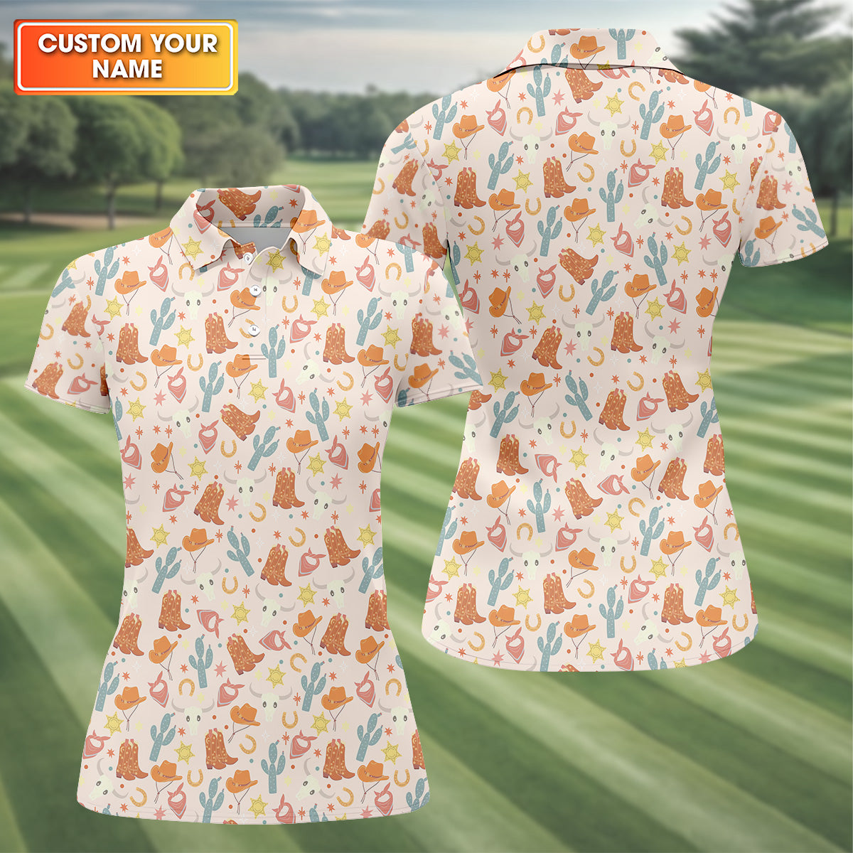 Yee Haw Western Golf Shirt, Cowgirl Golf Shirt, Cow Skull Shirt, Women Sleeveless Polo ShirtWomen's Polo Shirt