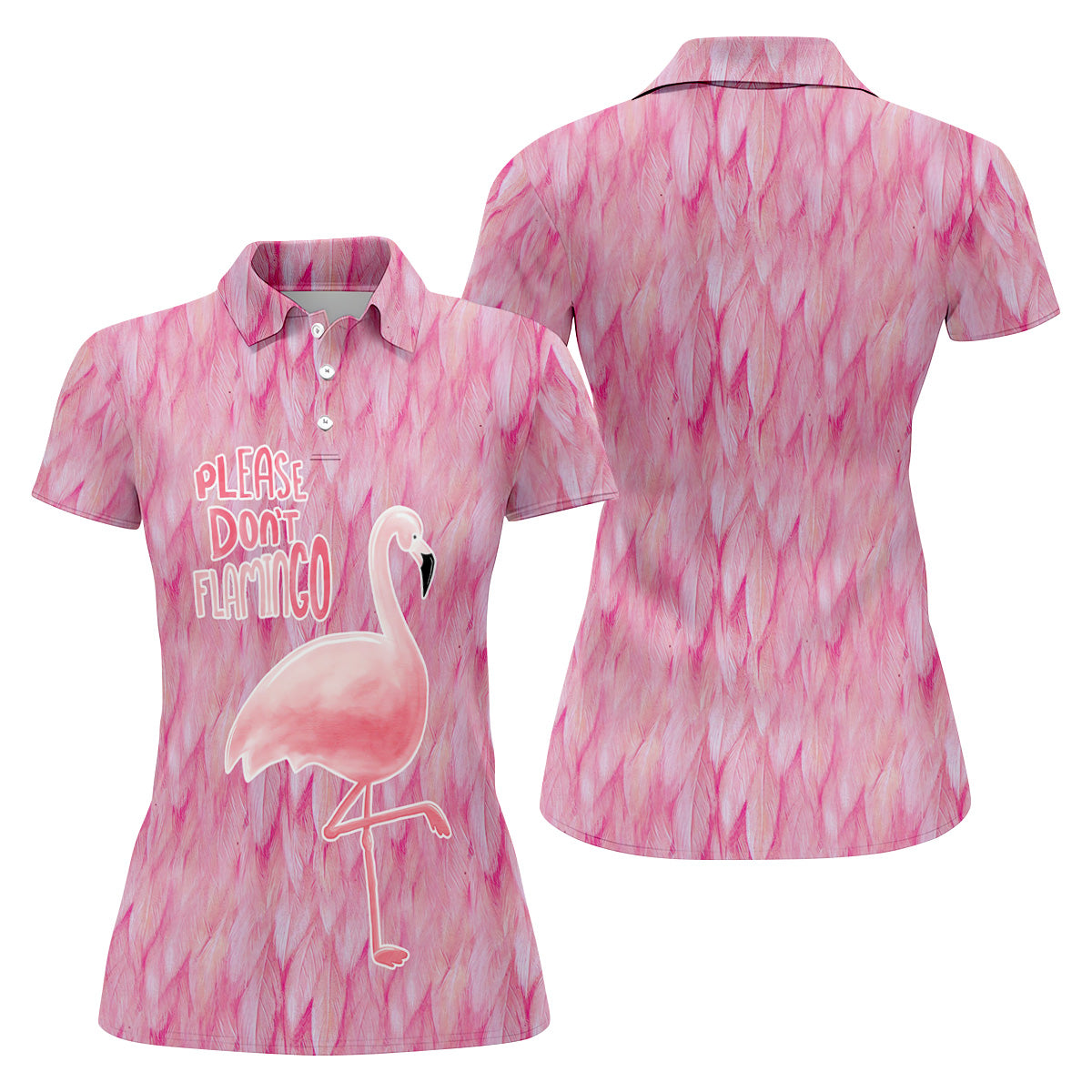 Please Don't Flamingo Fun Women's Golf Shirts, Pink Flamingo Women's Golf Tops, Ladies Golf Polos
