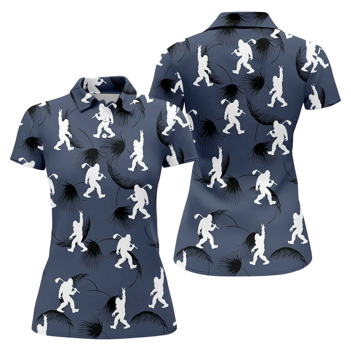 Funny Navy Bigfoot Golf Shirt, Golf Shirt For Women, Ladies Sleeveless Polo, Ladies Golf Shirts