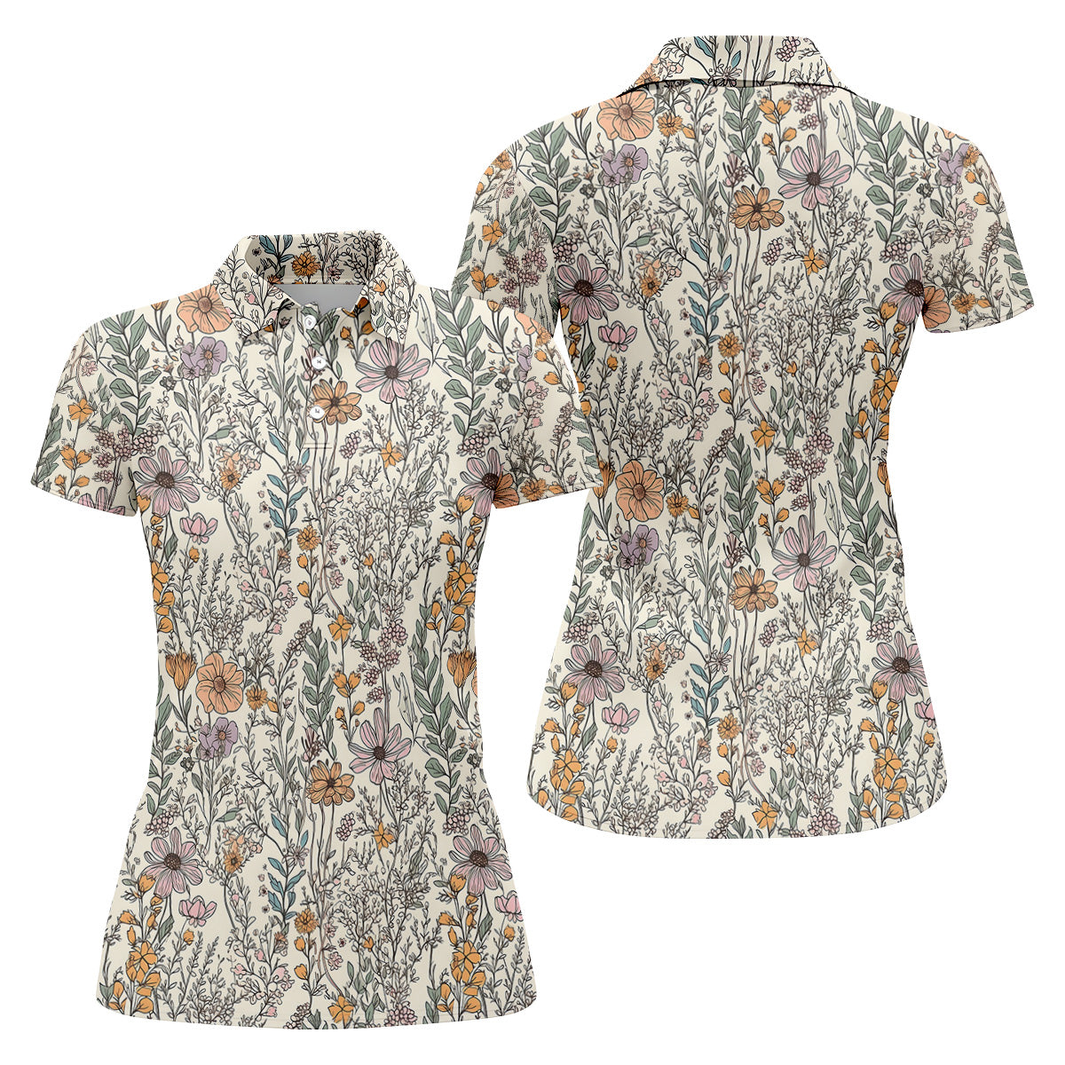 Foliage Floral Women Golf Top, Gifts For Golf Lovers, Golf Gifts For Women, Ladies Golf Shirts