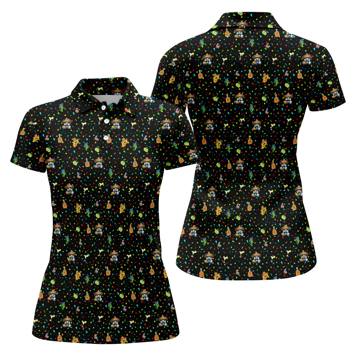 Fairway Fiesta Black Golf Polo ShirtFun Women's Golf Shirts, Ladies Golf Polos, Golfing Apparel