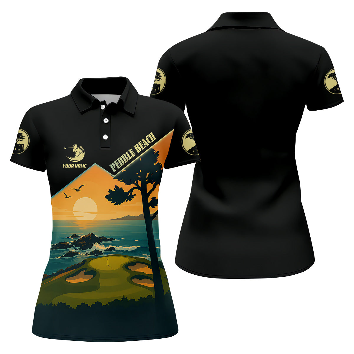 Pebble Beach Sunset Golf Polo ShirtGolf Shirt For Women, Ladies Sleeveless Polo, Ladies Golf Shirts