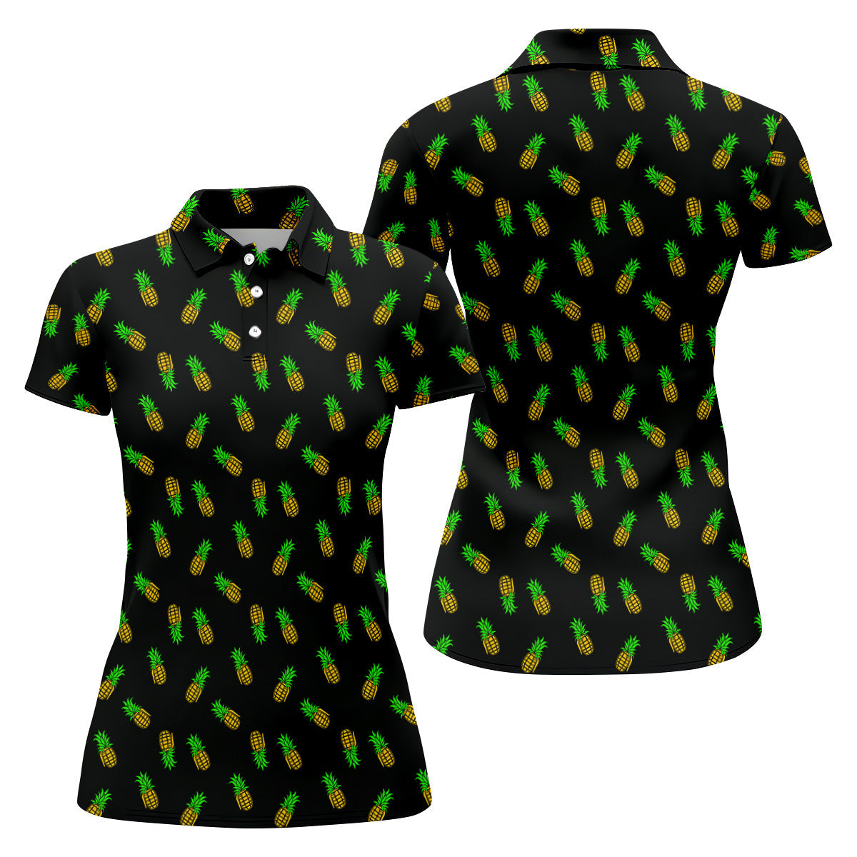 Pineapple Grenade Black And Yellow Women Golf Top, Cool Golf Gift, Ladies Golf Shirts, Golfing Apparel