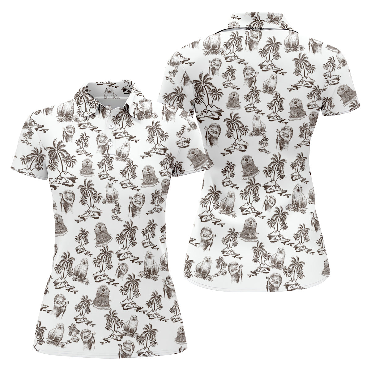 Adorable Sea Otter Tropical Golf Shirts, Cute Golf Outfit, Ladies Golf Tops, Women's Golf Gifts