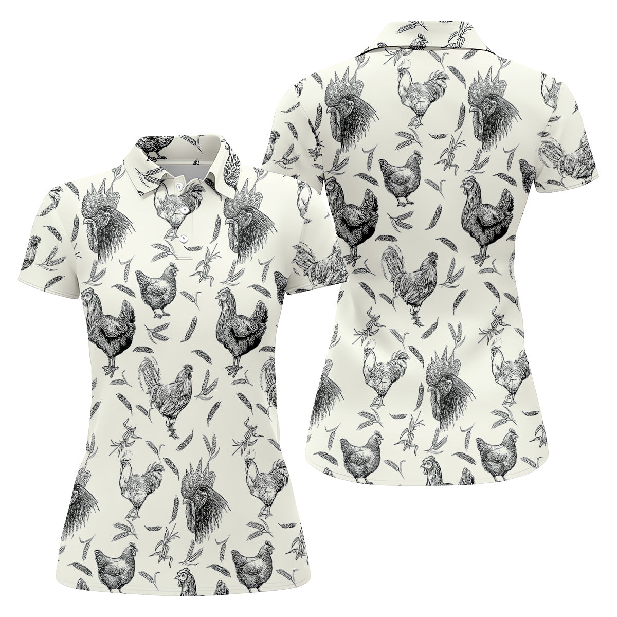 Chicken Rooster Women Golf Top, Gift For Chicken Lover, Ladies Golf Shirts, Women's Polo Shirt