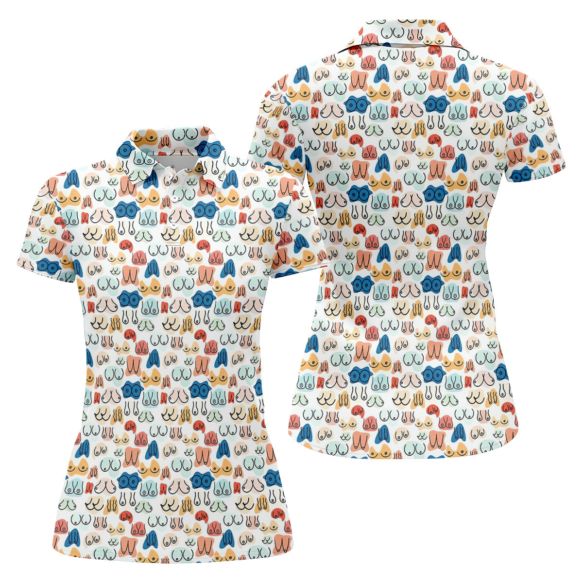 Fun Pattern Colorful Golf Shirt, Funny Golf Shirts Women, Unique Gift For Golfer, Golfing Apparel