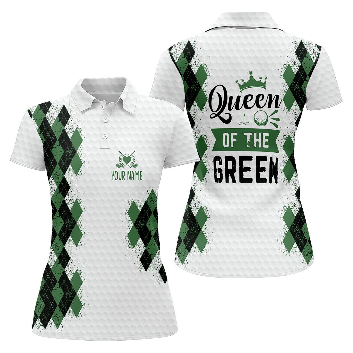 Queen Of The Green Argyle Golf Shirt, White Polo Women, Ladies Sleeveless Polo, Ladies Golf Shirts