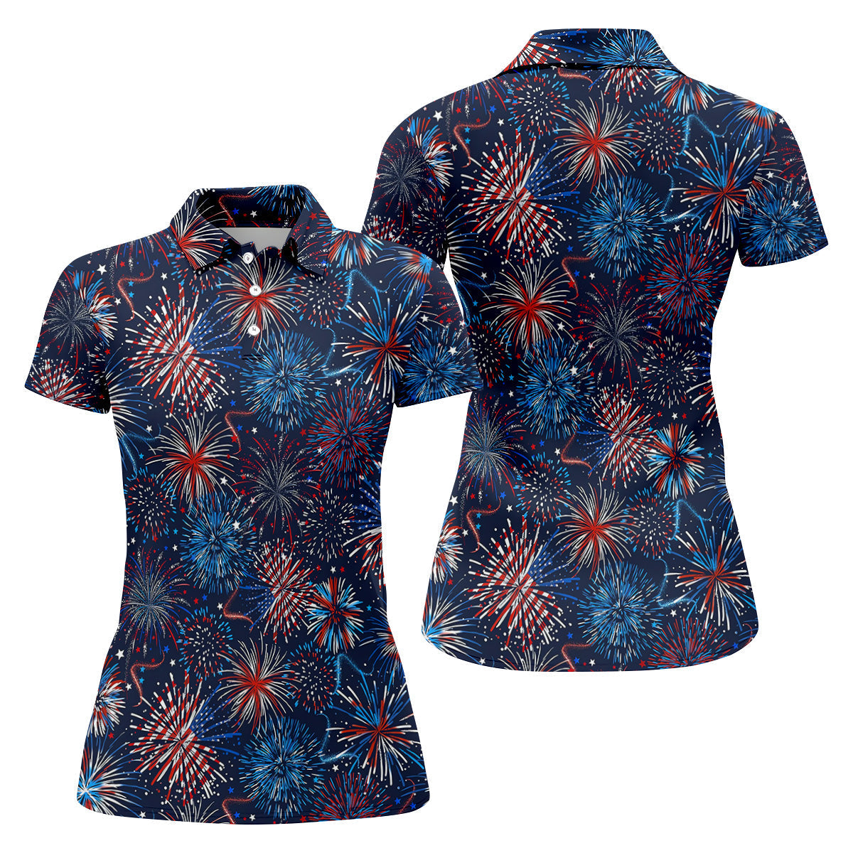 American Flag Ladies Patriotic Golf Shirts, Sleeveless Women's Golf Shirts, Ladies Golf Shirts
